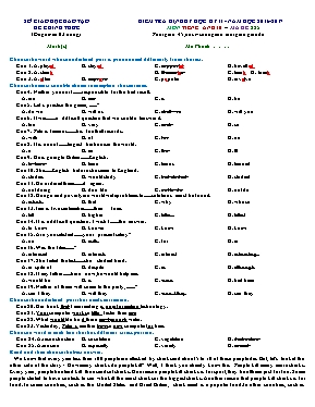 Đề kiểm tra định kỳ học kỳ 2 môn Tiếng Anh Lớp 10 Năm học 2016-2017